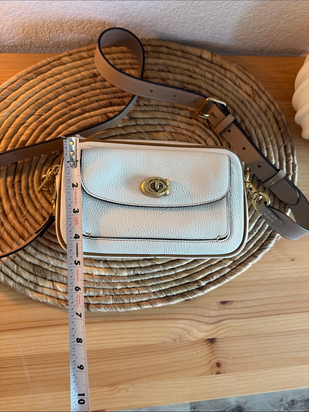Coach Cream Pebbled Leather Crossbody with Gold Hardware - Picture 13 of 13